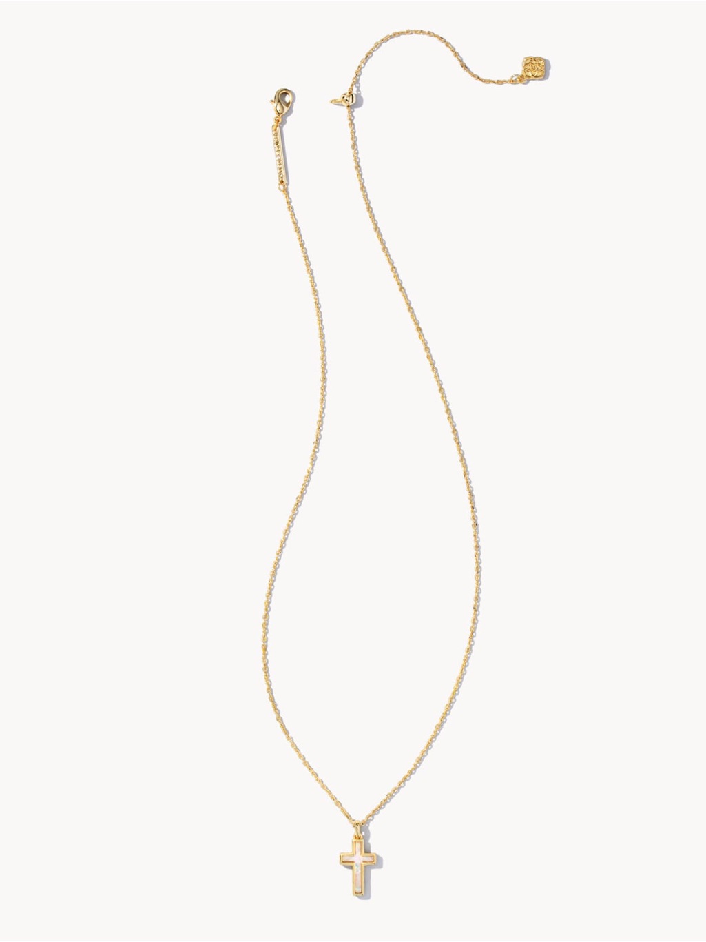 Kendra Scott Cross Gold Pendant Necklace In White Lab Grown